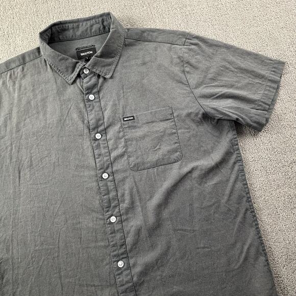 Brixton Shirt Adult Large Gray Button Up Short Sleeve Casual Streetwear Men's - Picture 4 of 14